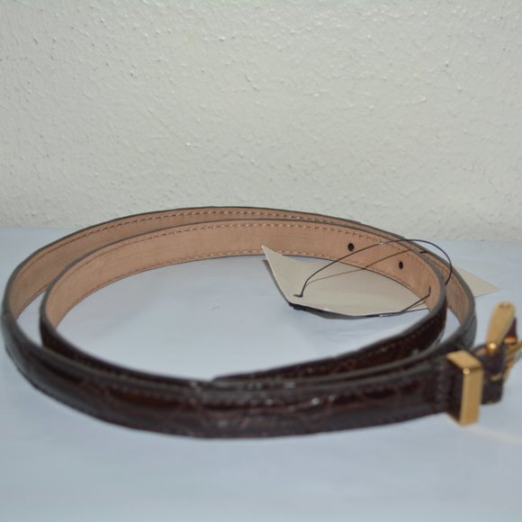 NWT GUCCI CROCODILE LEATHER BAMBOO BUCKLE SKINNY BELT main image 5